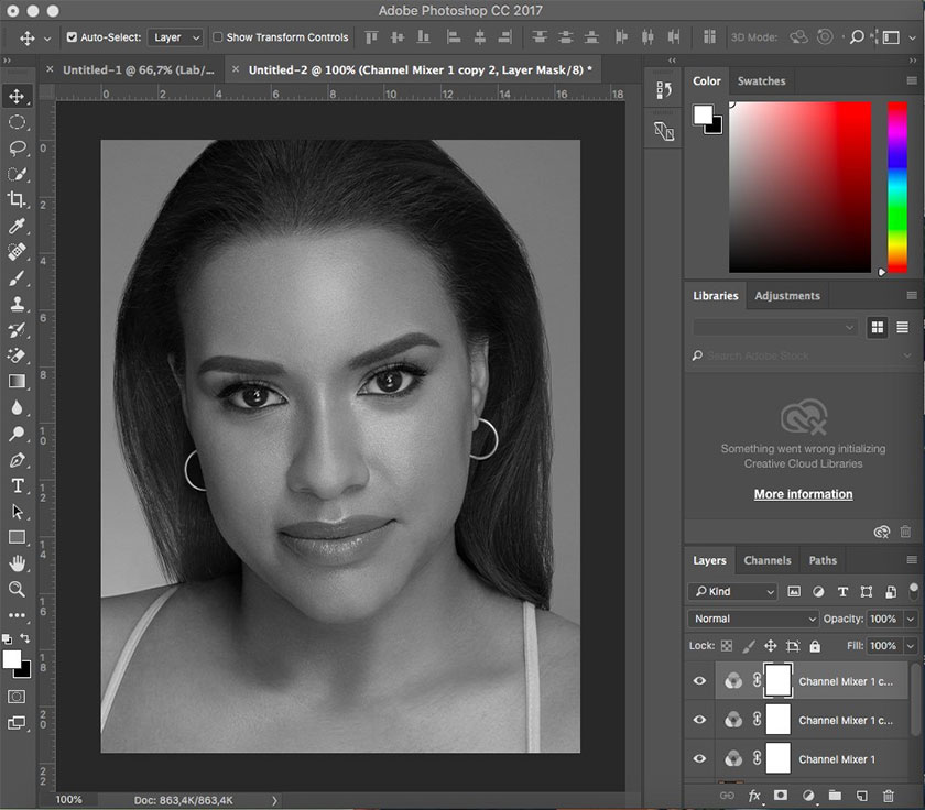 click on the Monochrome box to convert the image to black and white