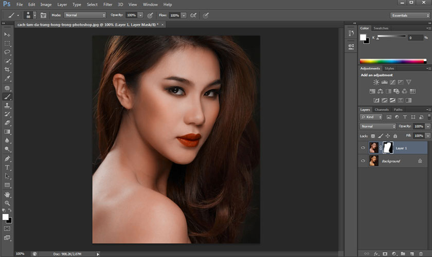 save the image file to complete how to make pink and white skin in Photoshop