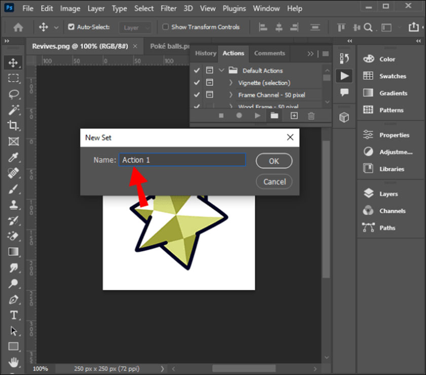 name the folder for example Action 1