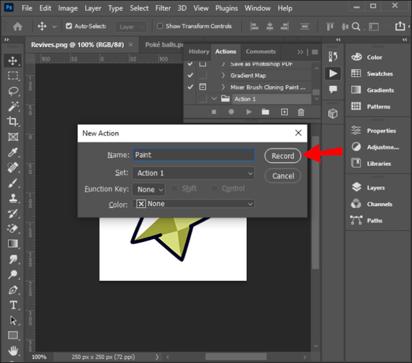 click Record and start editing the current photo