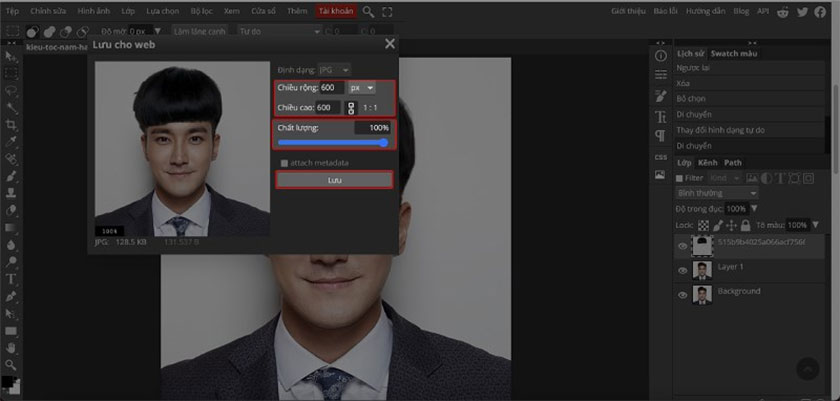 Adjust the size and quality to suit your needs