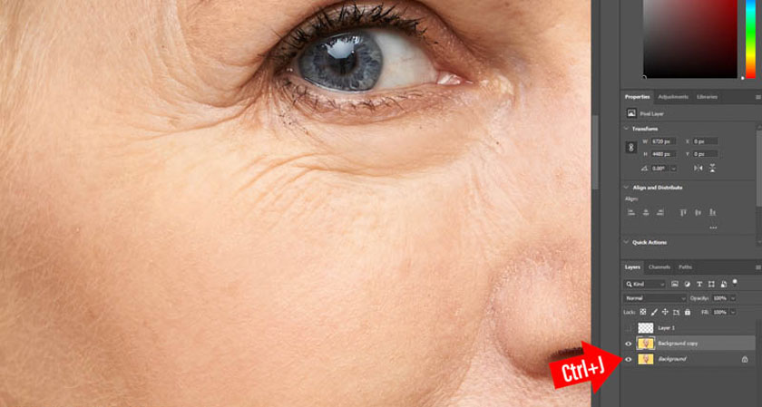 Open the photo with the object to remove wrinkles in Photoshop