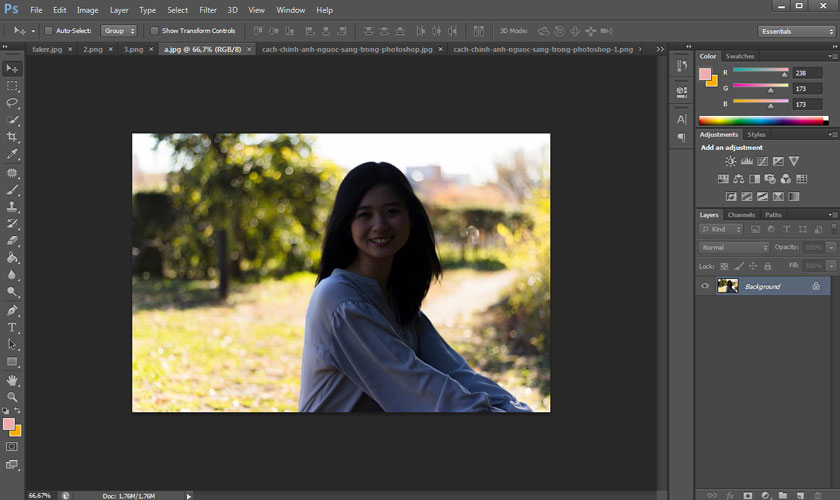 Open the photo that needs to be adjusted backlit in Photoshop CS6
