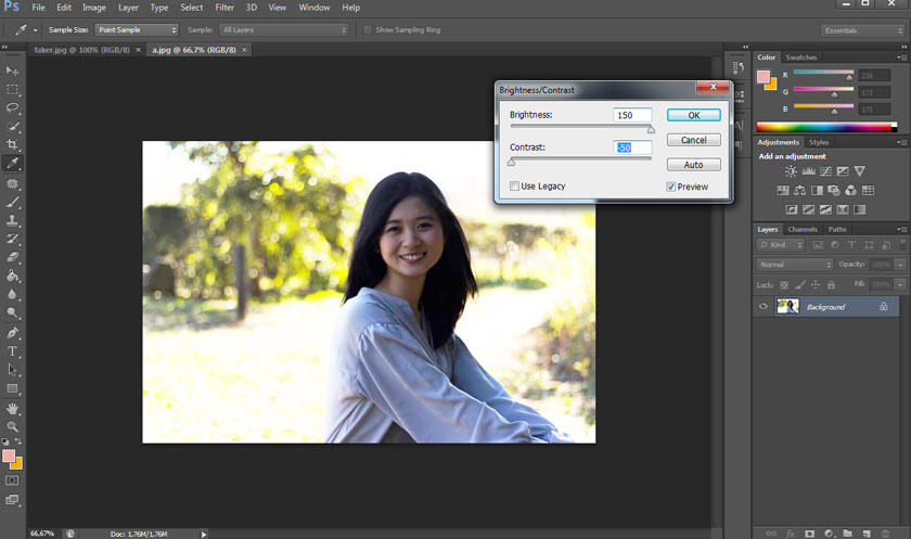 adjust the two sliders Brightness and Contrast