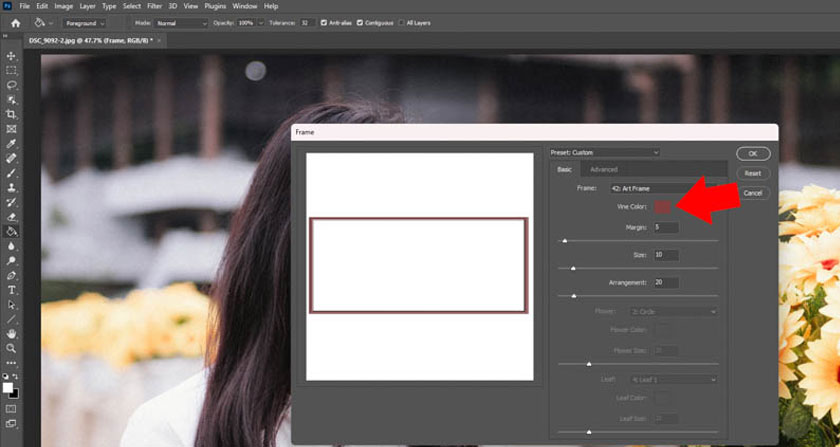 click Color to select the color