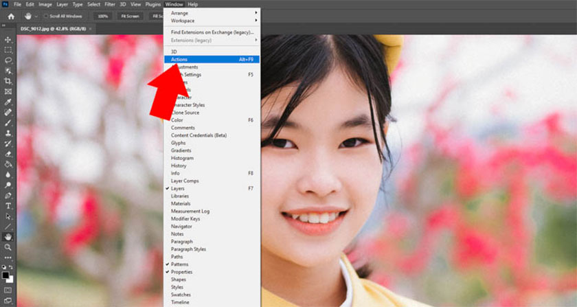 select Actions or you can use the keyboard shortcut Alt+F9
