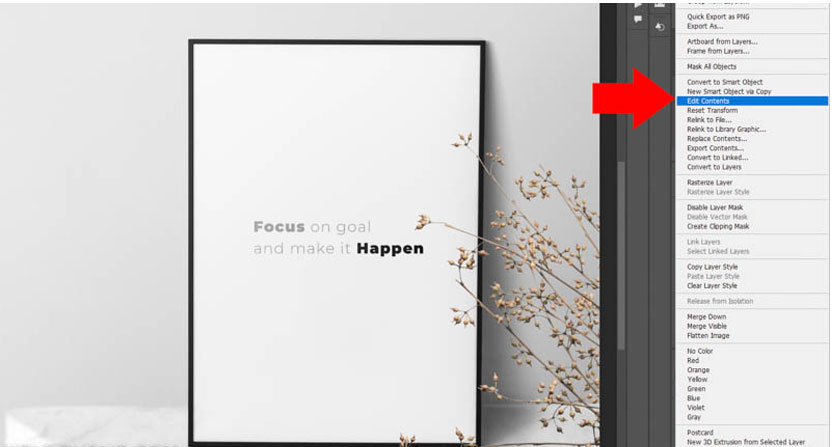 Right-click and select Edit Contents to change the default image in the design to your own photo