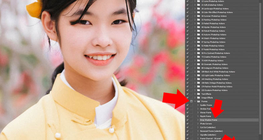 find the Frames folder and select this folder to see the small Actions inside