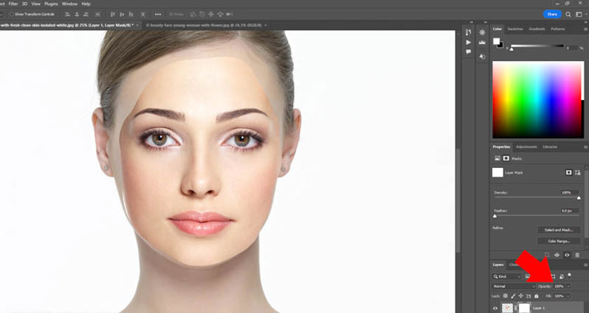 click on Layer 1 and increase the Opacity to 100%
