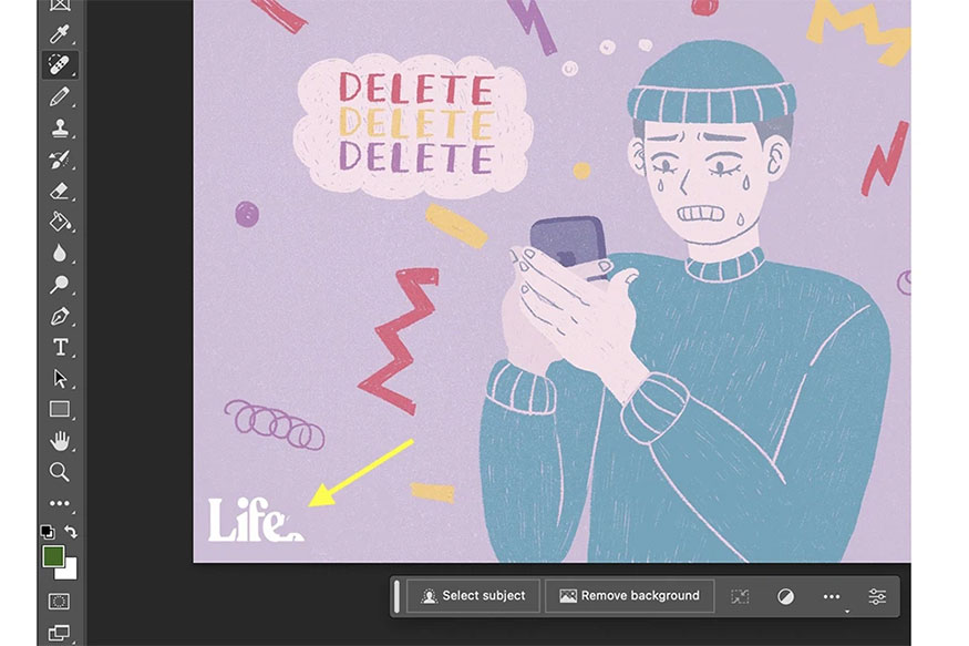 Move the mouse to the letter to be deleted and left click