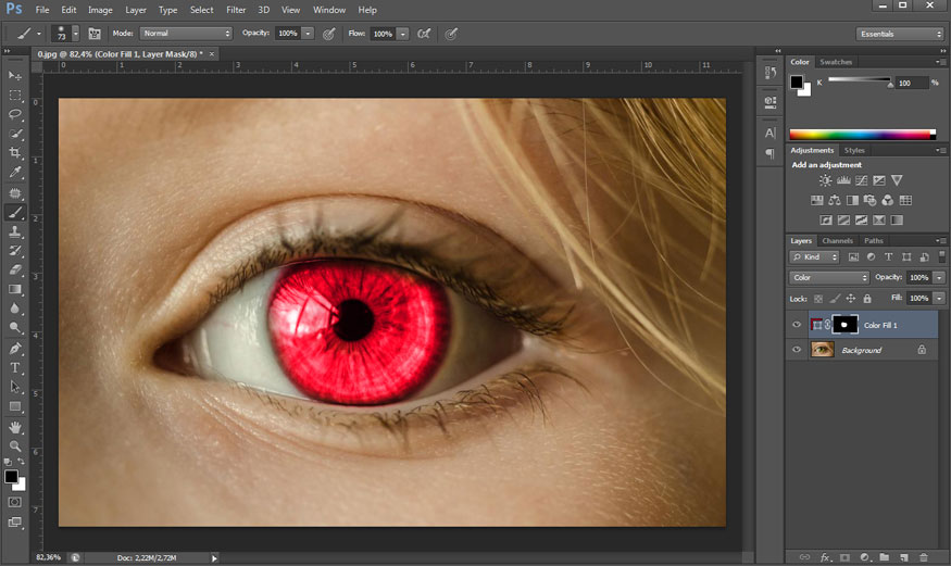 reduce the Opacity of the Solid Color to get the best results