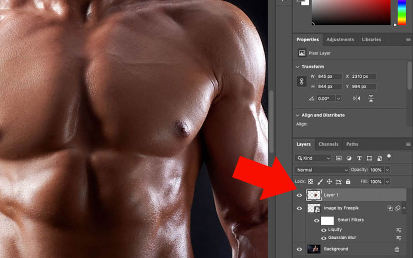 use the keyboard shortcut Ctrl+Shift+] to bring Layer 1 to the top faster
