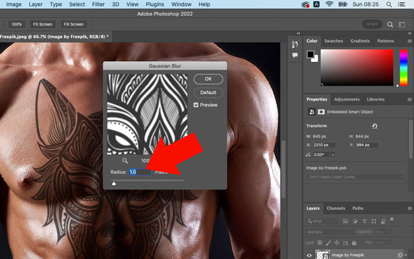 Drag the Radius slider until the most suitable parameter is achieved