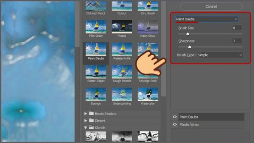 select the Paint Daubs tool