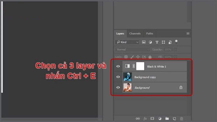 Ctrl + E to merge