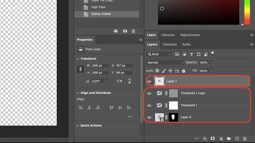 press the key combination Ctrl (Command) + E to merge the layers