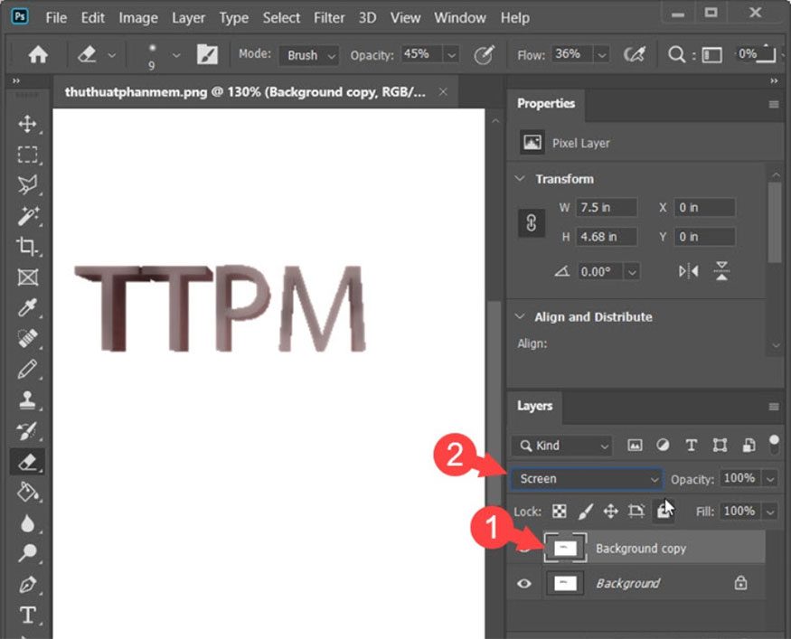 select Screen or Soft Light to help both layers blend together.