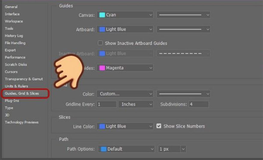 click "Guides Grid & Slices"