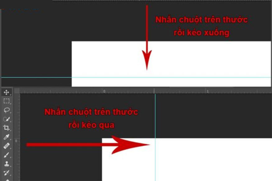 go to the vertical ruler to move the mouse from left to right