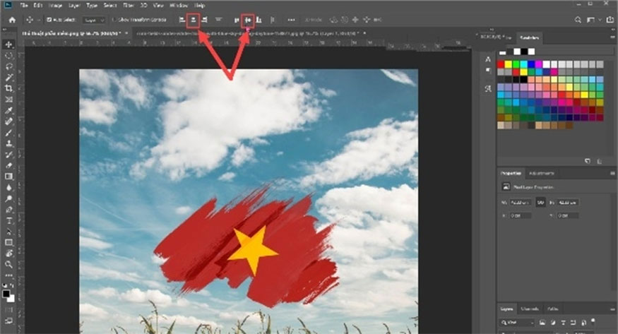 Use the vertical and horizontal alignment tool