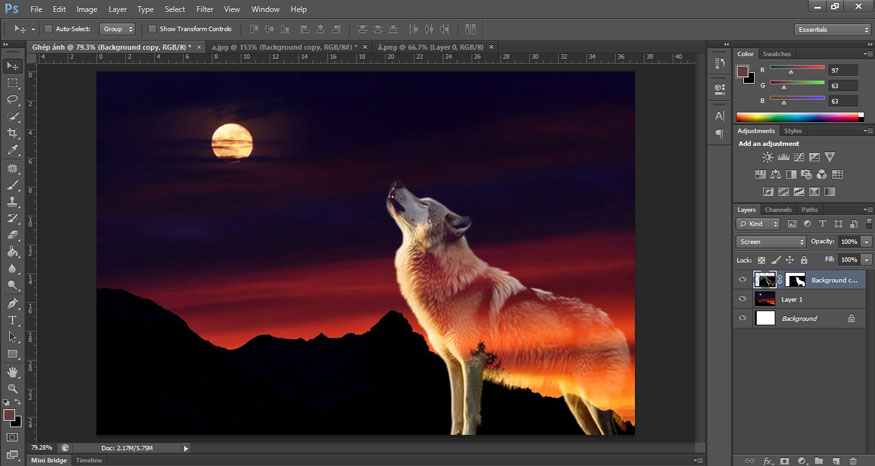 you have merged two photos in Photoshop together in a very unique way.