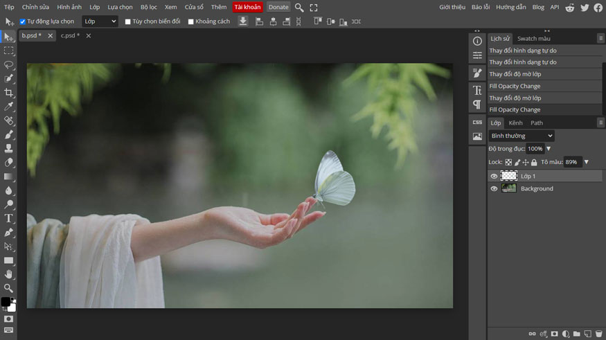 reduce the ratio so that the butterfly is blurred