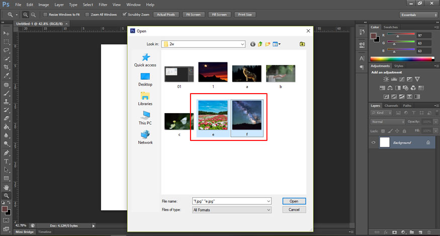 Select 2 photos to combine