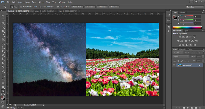 aligning the size of the two images