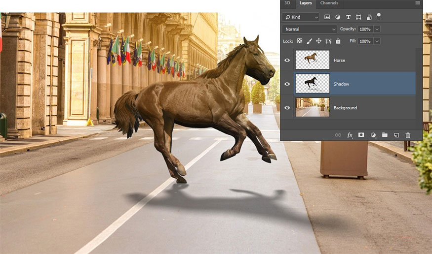 Adjust the shadow to match the scene 