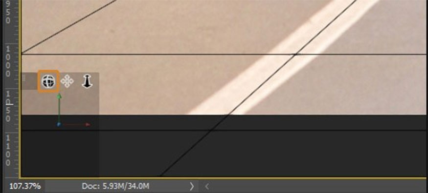 Rotate the 3D scenes until they match the background horizon