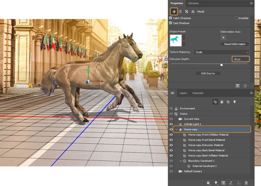 Adjusting Extrusion Depth 