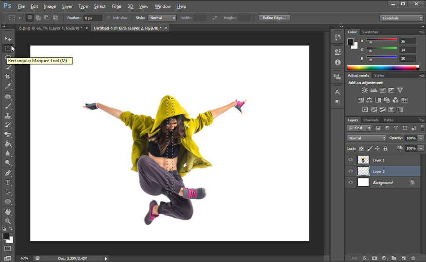use the Rectangular Marquee Tool 