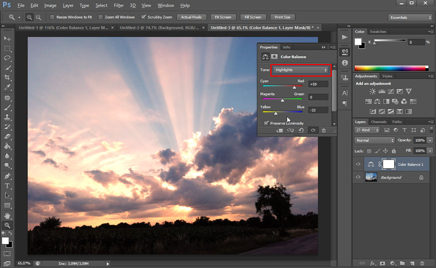 Highlights are bright areas