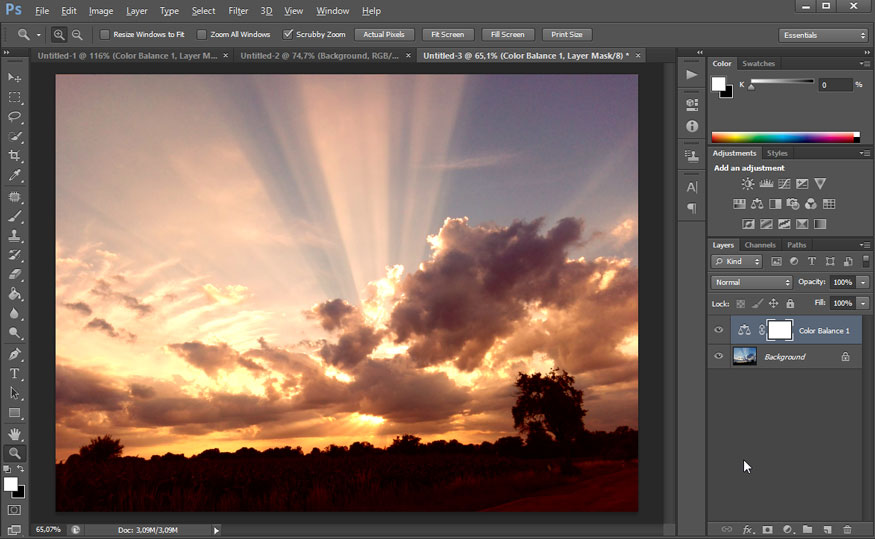After adjusting the 3 color systems
