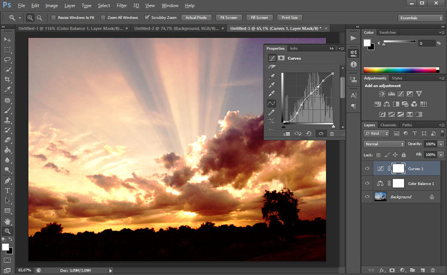 Let's proceed with brightness adjustment by adjusting the graph line