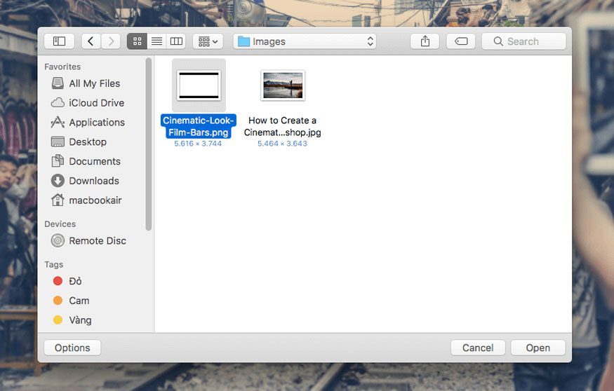 Select the file “Cinematic-Look-Film-Bars.png” and then click Open