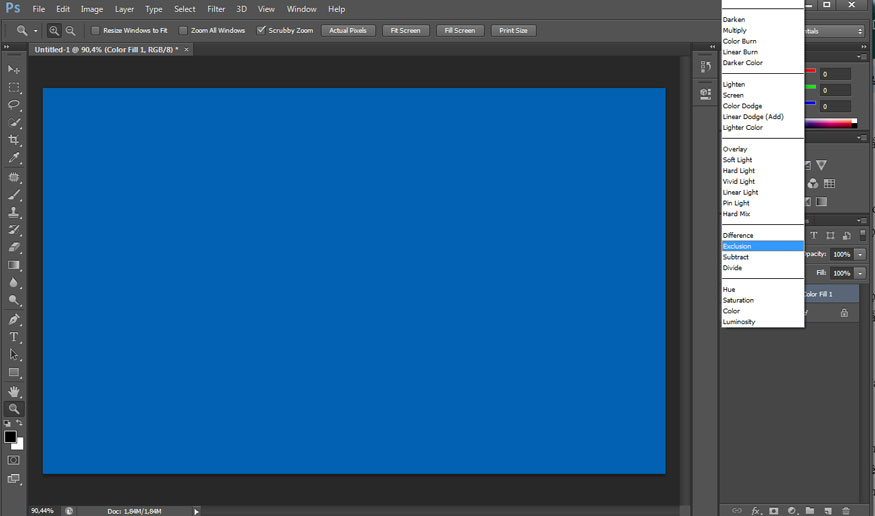 change the Blending Mode of the Color Fill