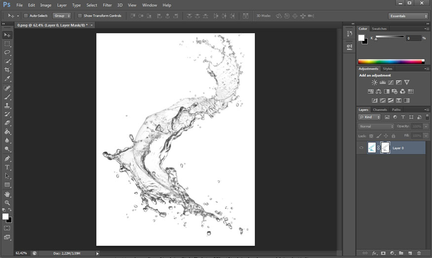 Press Ctrl+V to paste the water image there