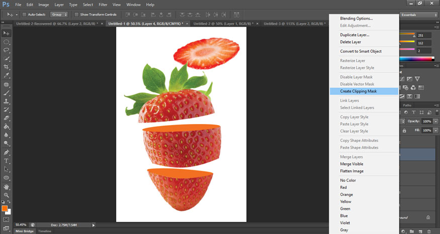 right-click and select Create Clipping Mask