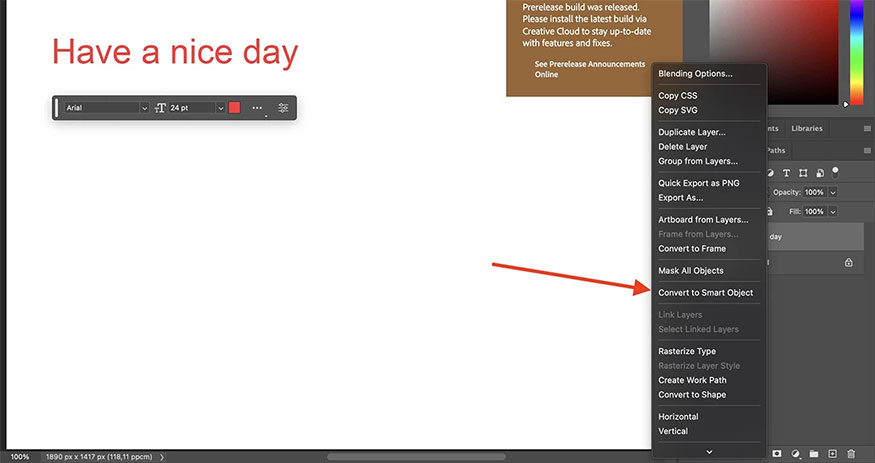 select Convert to Smart Object.