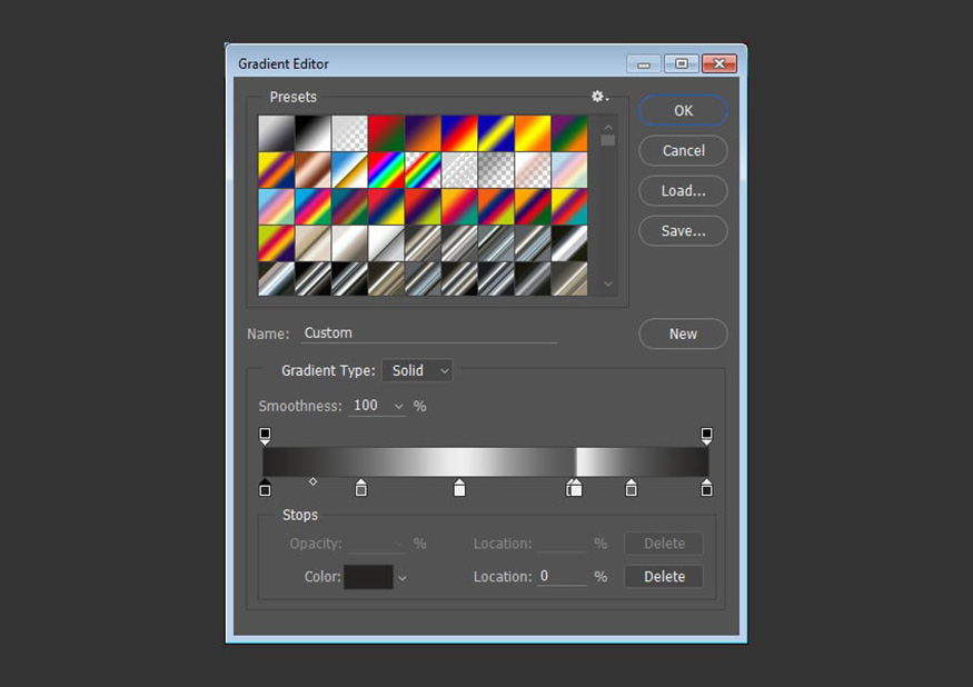 change the Color and Location values