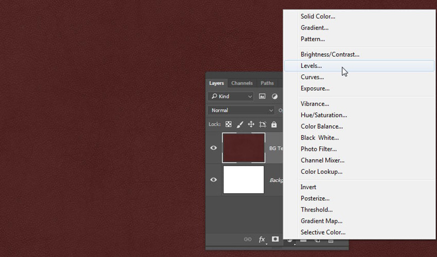 Create new fill or adjustment layer and select Levels.
