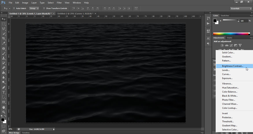 select Brightness and Contrast.