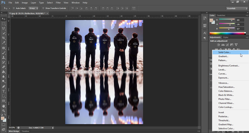 Select the New Fill or Adjustment Layer