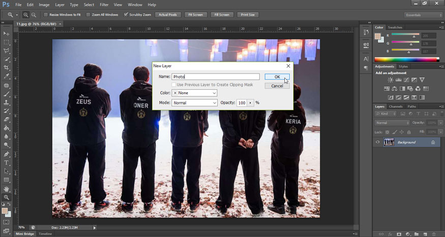 Double click on the Background layer and give it a name