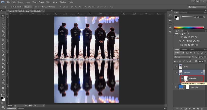 Select the mask for the Smart Filters layer