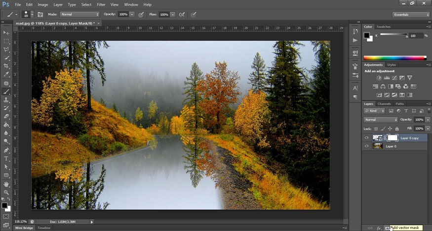Click Add layer mask at the bottom of the layers panel to add a mask.