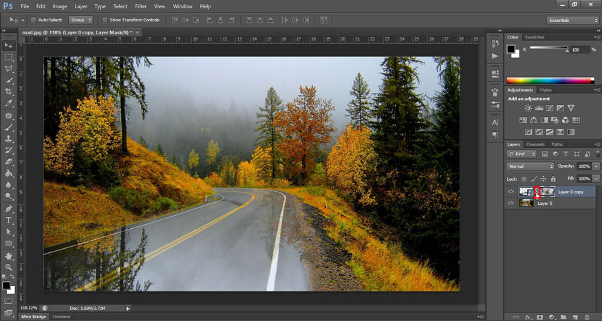 remove the link between layer 0 copy and the mask