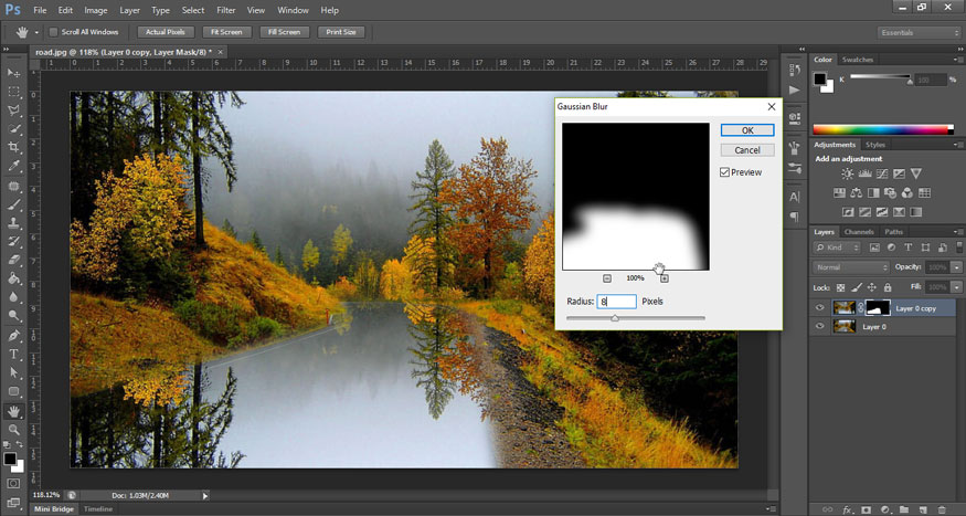 Adjust the Radius to get the right opacity.