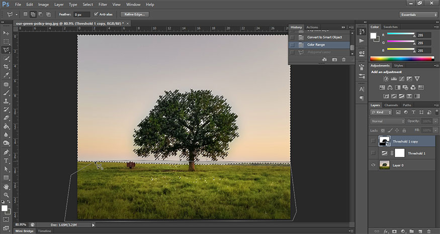 Press Alt and use the Polygonal Lasso Tool